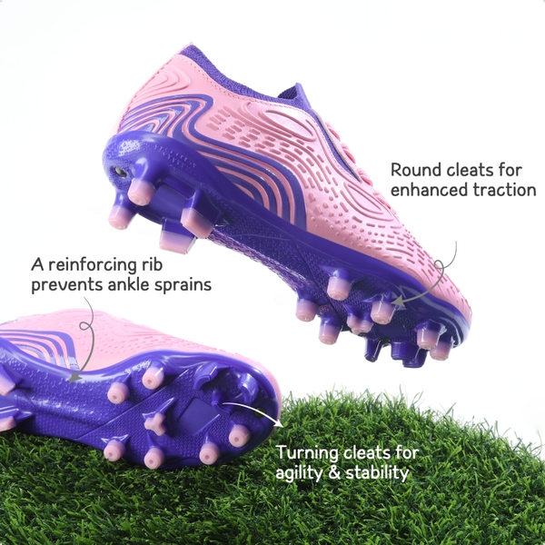 Kids Contoured Upper Soccer Shoes - PINK PURPLE - 4